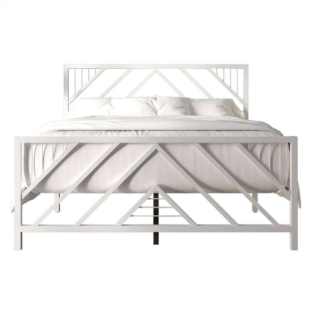 CraftPorch Classic Geometric Slat Metal Platform Bed
