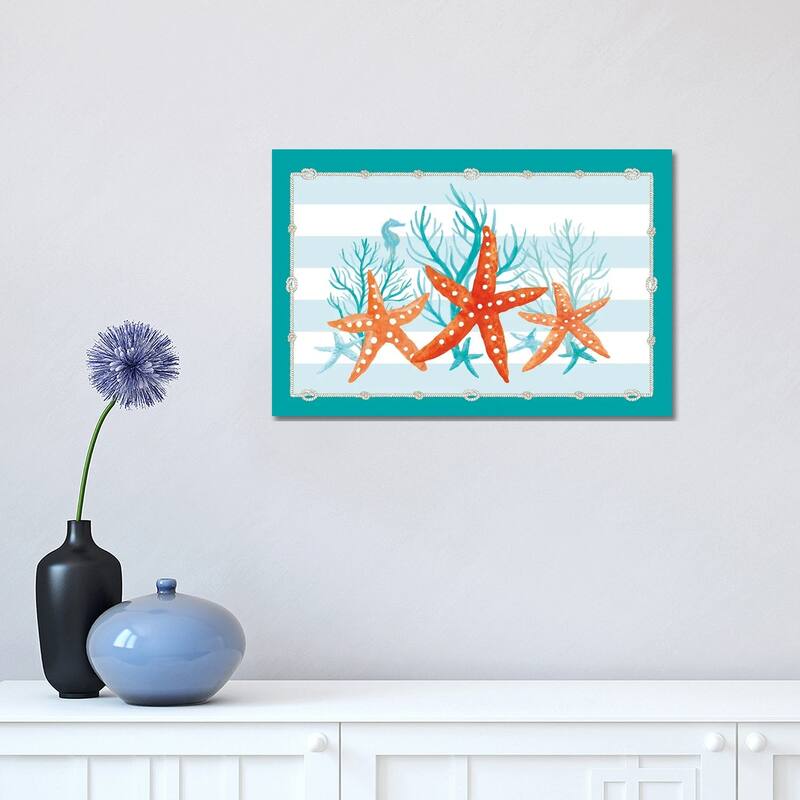 iCanvas "Coral Aqua II On Teal" by Tara Reed Canvas Print - 12x18x1.5