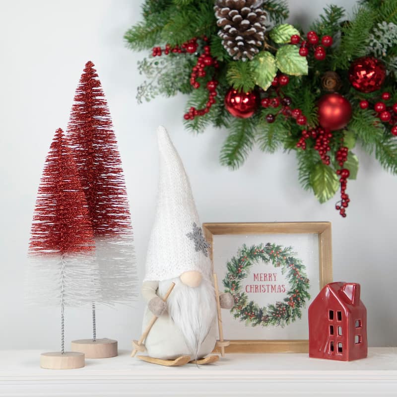 12" Winter Ski Gnome with Snowflake Hat Christmas Tabletop Decoration