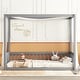 preview thumbnail 1 of 25, Twin Size Mattresses Canopy Bed Frame with Fence, Guardrails, Playroom Floor Bed Kids Four Corner Beds for Children's Room Grey - Twin