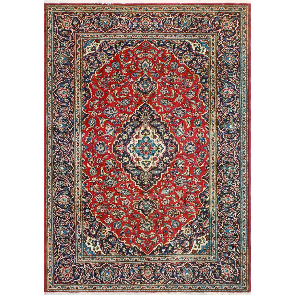 Fine Vintage Distressed Sheri Red/Navy Rug - 6'5" x 9'5"