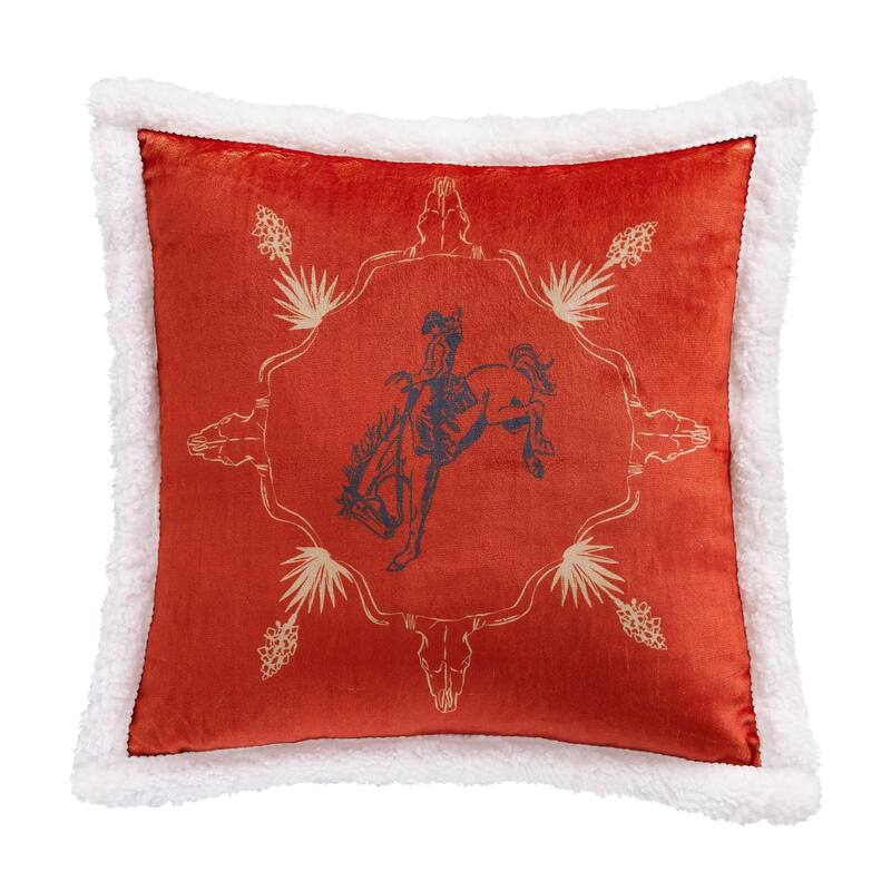 Indigo Hill by HiEnd Accents Campfire Sherpa Fleece Decorative Pillow, 18"x18"