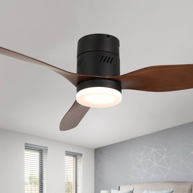Bella Depot 46" Flush Mount Ceiling Fan with LED Light and Remote 6-Speed Reversible Fan