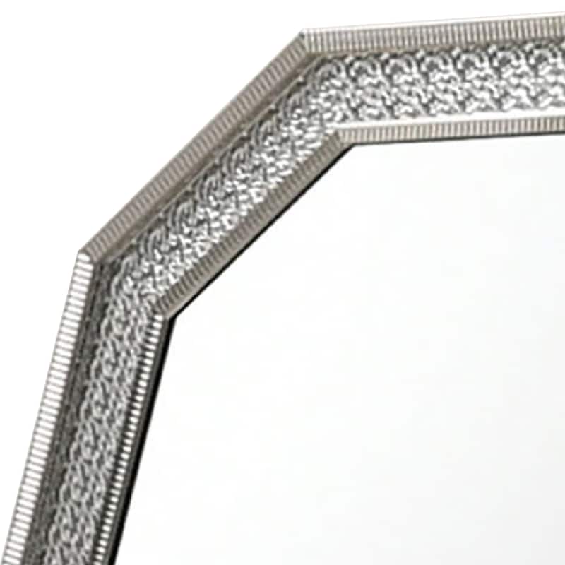 Cyl Vanity Dresser Mirror, Geometric Metallic Gray Backlit LED Frame - Metallic Gray