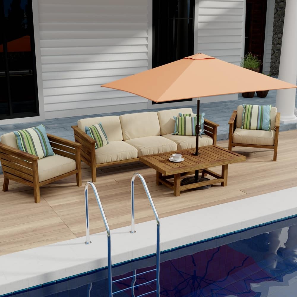 10' x 6' Rectangular Outdoor Patio Umbrella with Crank Opening