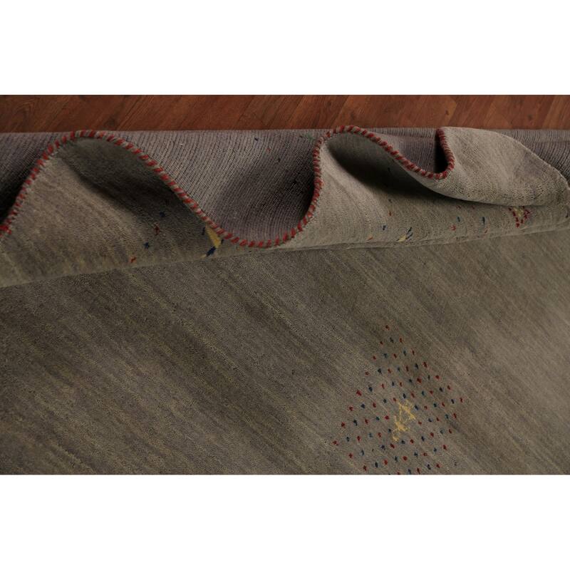 Gabbeh Oriental Area Rug Hand-Knotted Wool Carpet - 8'0" x 9'11"