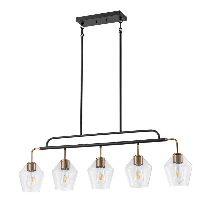 5 - Lights Modern Linear Glass Chandelier Kitchen Island Pendant Light - W44"