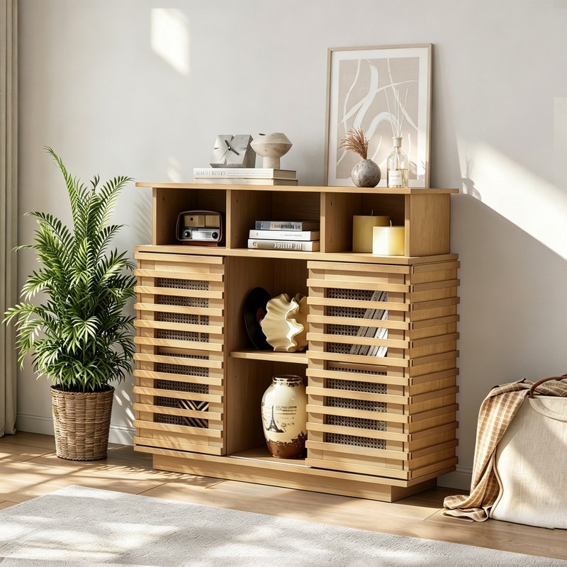 Farmhouse Buffet Cabinet with Sliding Doors and Adjustable Shelf, Console, Storage Cabinet for Kitchen, Entryway Hallway