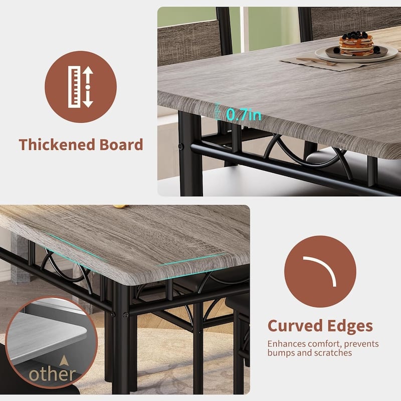 5 Piece Kitchen Dining Table and Chairs Set for 4 for Apartment Dining Room