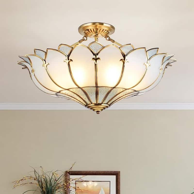 6 lights hall light gold & white ceiling light copper fixture light
