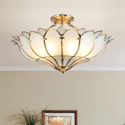 6 lights hall light gold & white ceiling light copper fixture light
