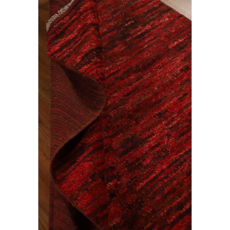 Red Moroccan Oriental Rug Handmade Wool Carpet - 5'2" x 6'7"