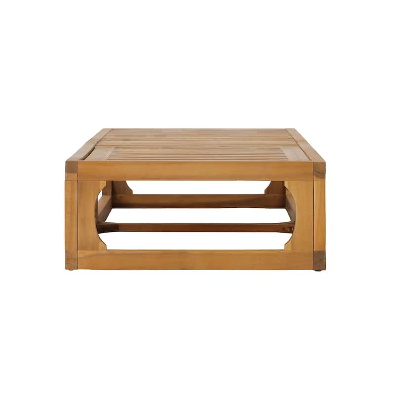 Christopher Knight Home - Patio Acacia Wood Chaise Lounge with Adjustable Backrest and Waterproof Cushion