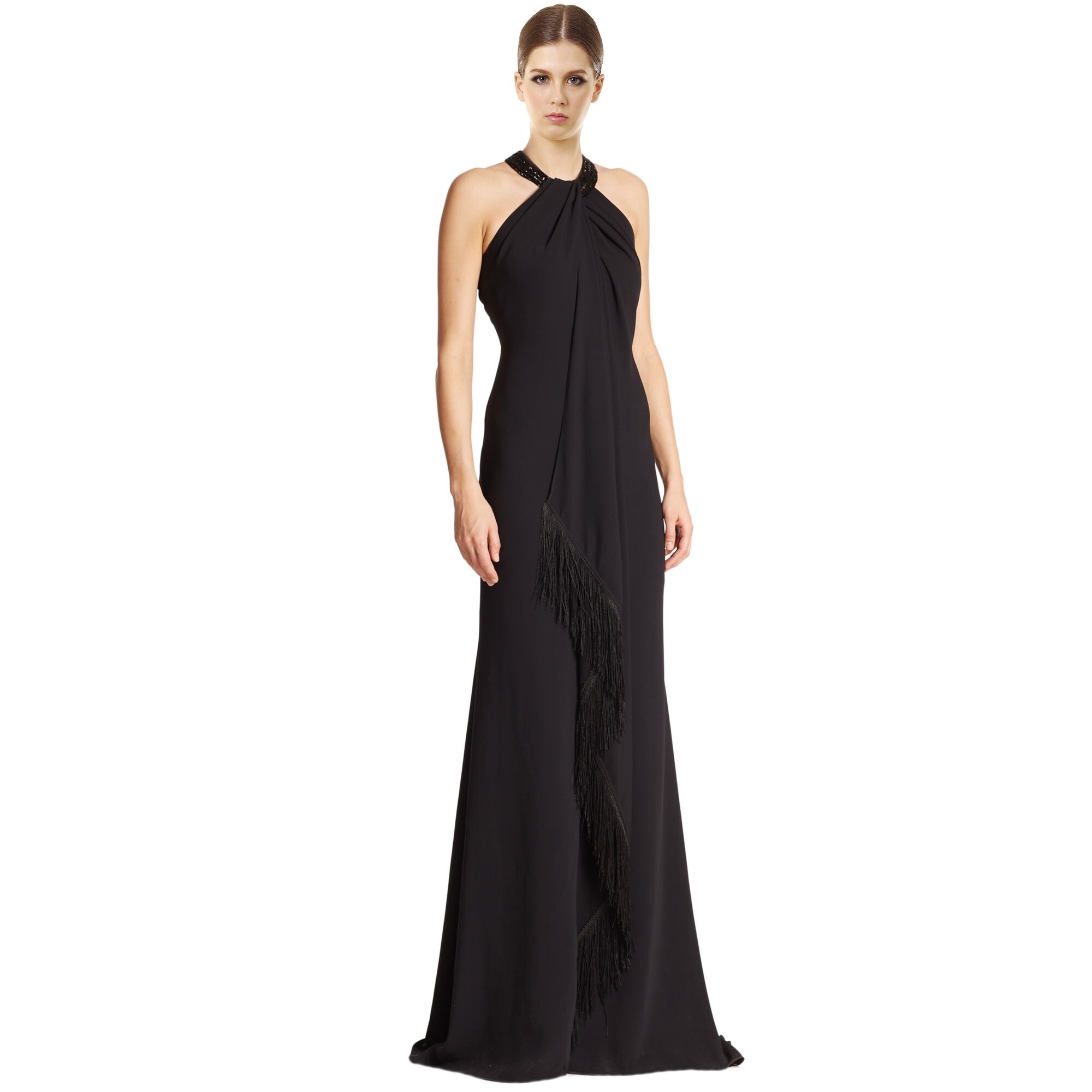 fringe evening gown