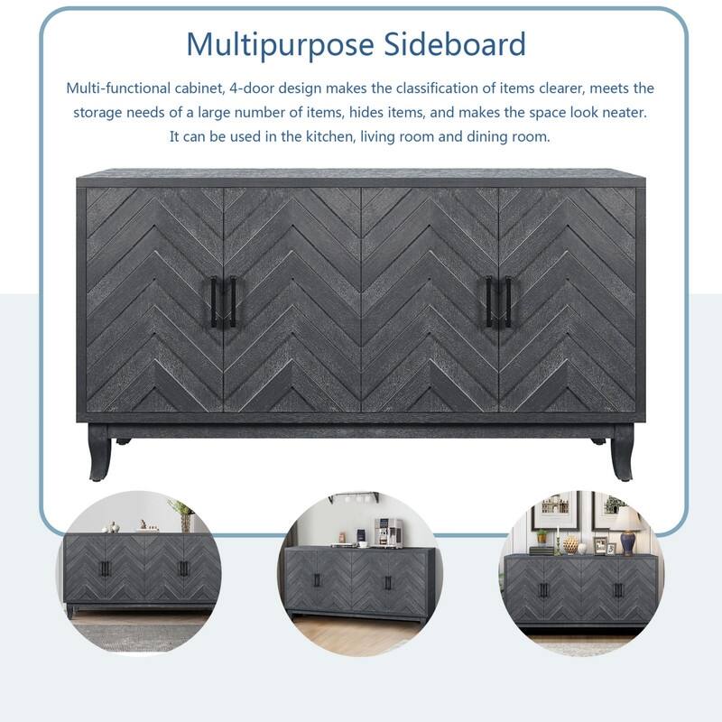 60"W Vintage Style Thickened Sideboard Storage Cabinet