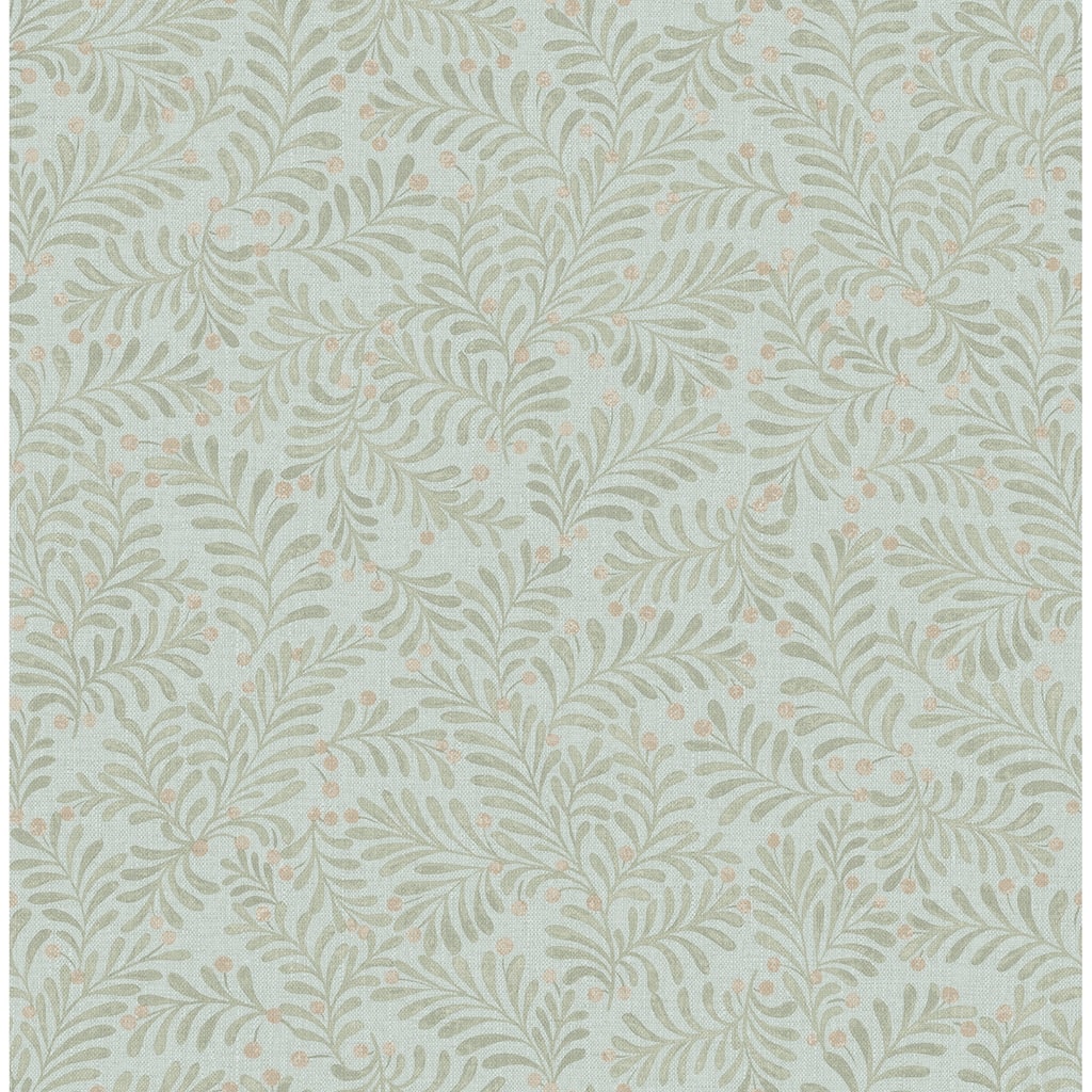 Chesapeake Chrysantha Aqua Berry Branches Wallpaper