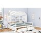 preview thumbnail 1 of 7, House-shaped Roof Frame Platform Beds with 2 Drawers for Boy Girl Shared Beds, Combination of 2 Side By Side Twin Beds, White White - Twin