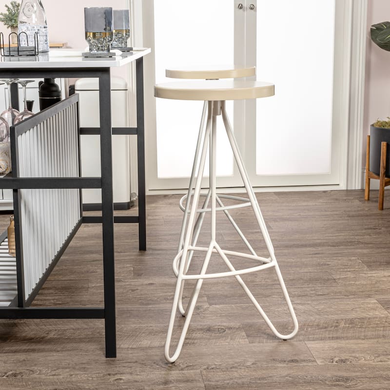 Chronos 30" Modern Industiral Iron Tripod Backless Bar Stool, by JONATHAN Y