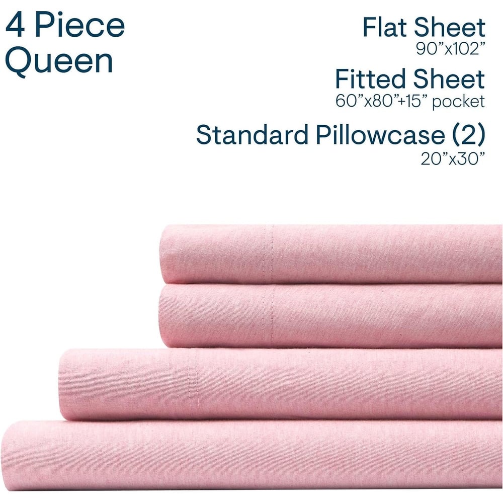 Aeropostale Super Soft Heather Pink Jersey Knit Sheet Set All-Season Comfort