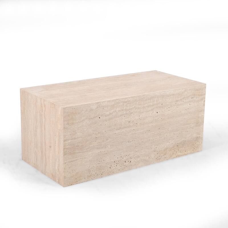 Travertine Rectangular Coffee Table - 37" - Beige