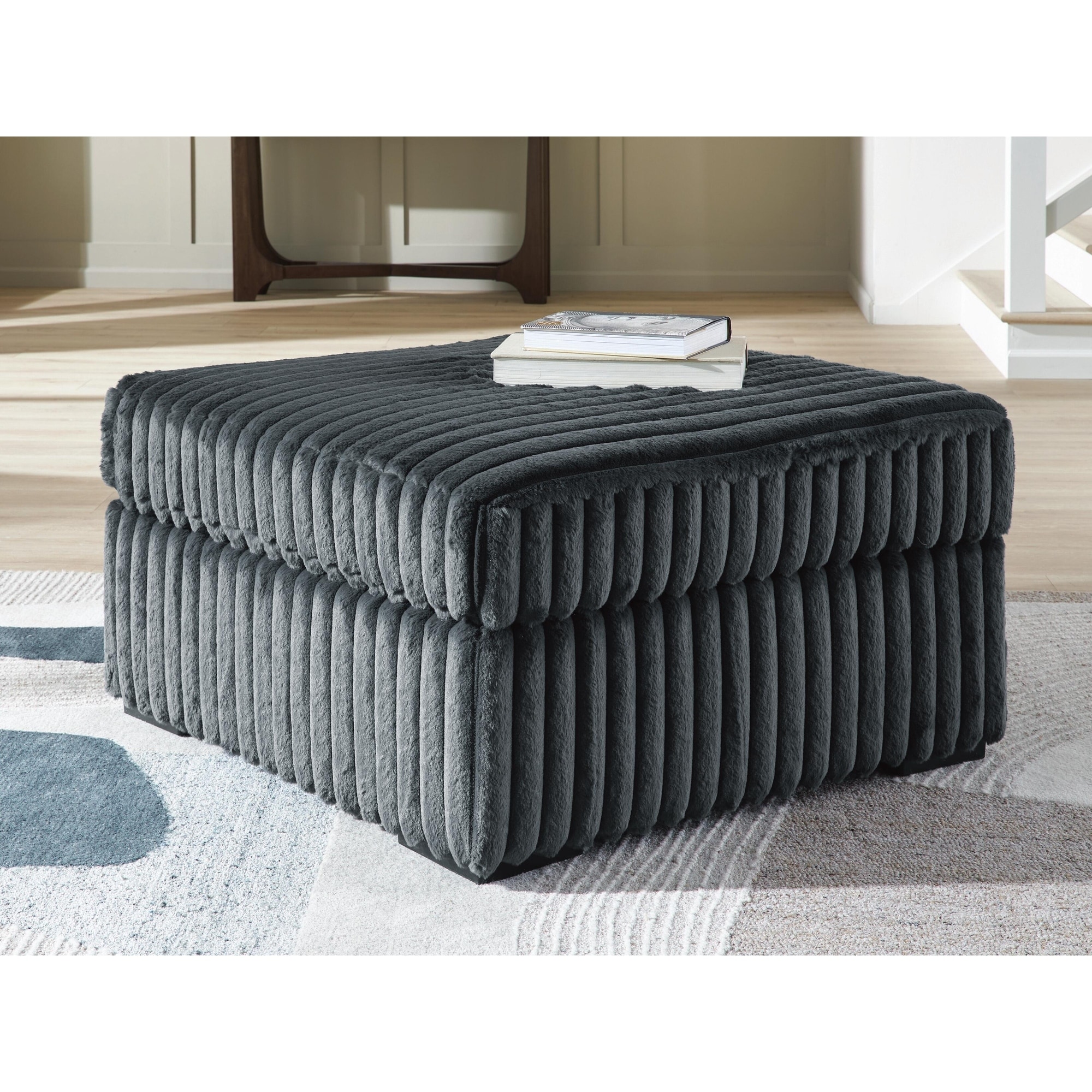 Signature Design by Ashley Midnight-Madness Dark Gray Accent Ottoman
