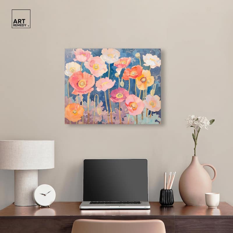 Pastel Poppies Canvas by Art Remedy, Gallery Wrapped