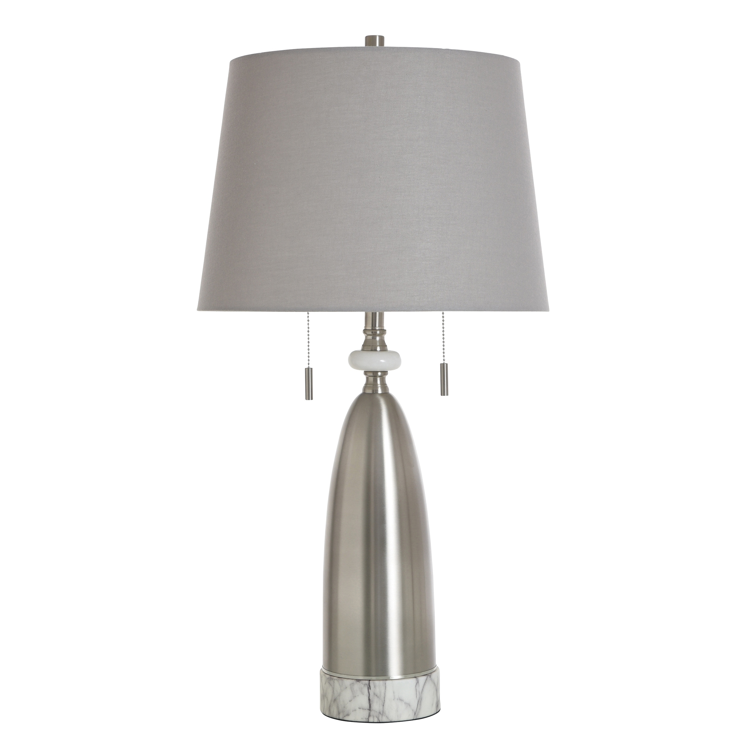 StyleCraft Steel Table Lamp - Dakota Silver - Gray Shade