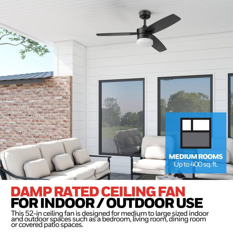 42" Honeywell Conifer Matte Black Outdoor Ceiling Fan with Light, Remote Control - 42 Inches