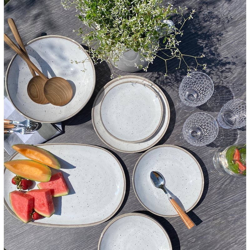 Abode Homewares Retreat Pottery Merge Bamboo Dinner Plate - White - 10.5" - Set of 6