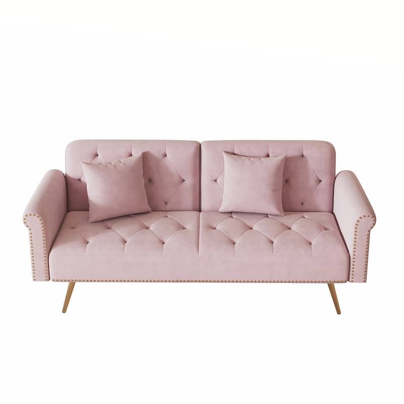 Velvet Tufted Back With 3 Pillow