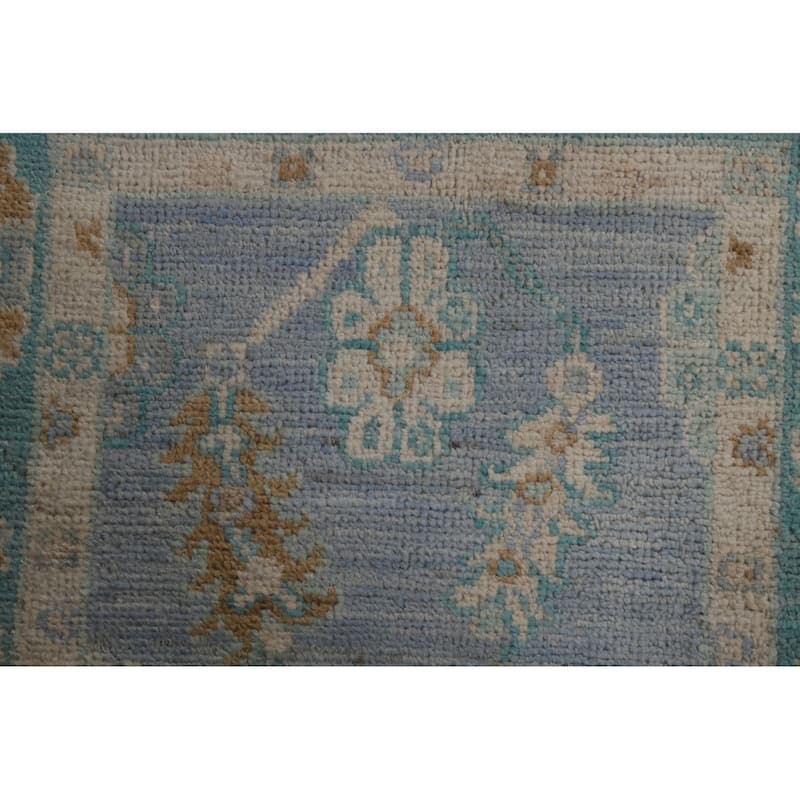 Geometric Oriental Oushak Turkish Rug Wool Hand-knotted Foyer Carpet - 2'0" x 3'11"