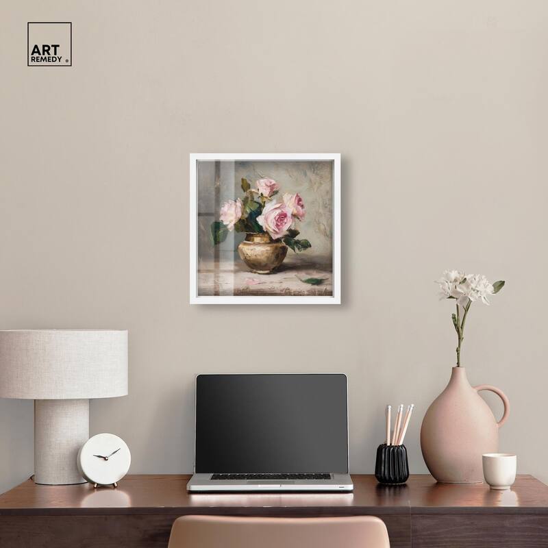 Pink Petals and Brass Shadowbox by Art Remedy