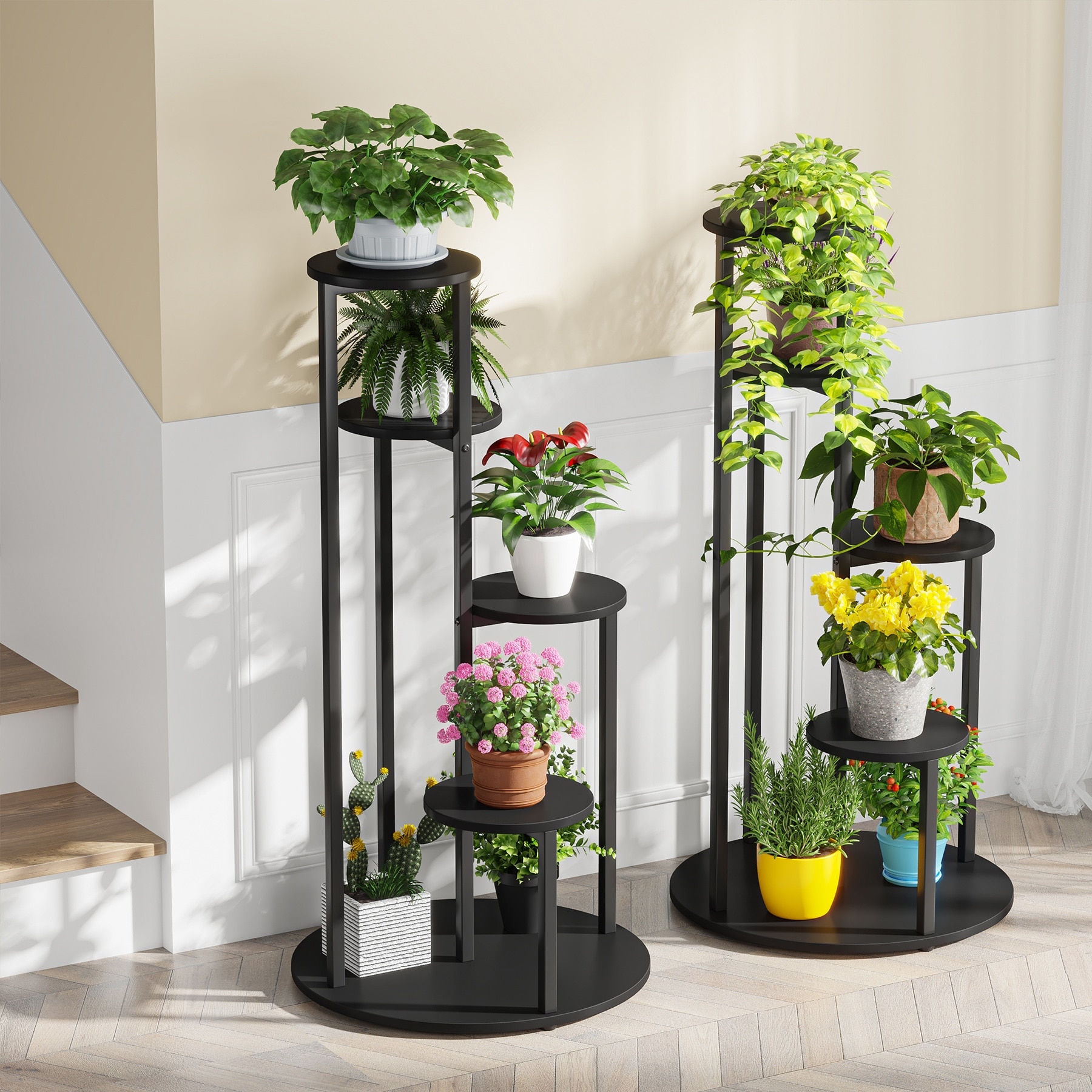 4-Tier Plant Stand Indoor, Tall Wood Plant Shelf Holders, Set of