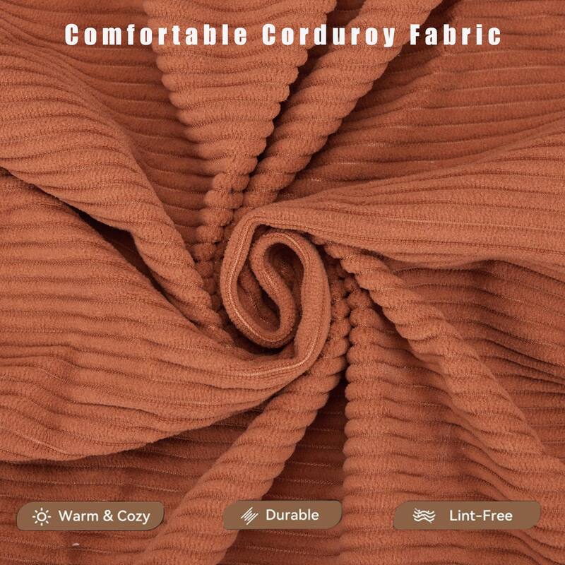 Folding Mattress Lounge Sofa with Corduroy Cushions, Convertible Sofa Bed Sleeper Sofa with Removable Armrests