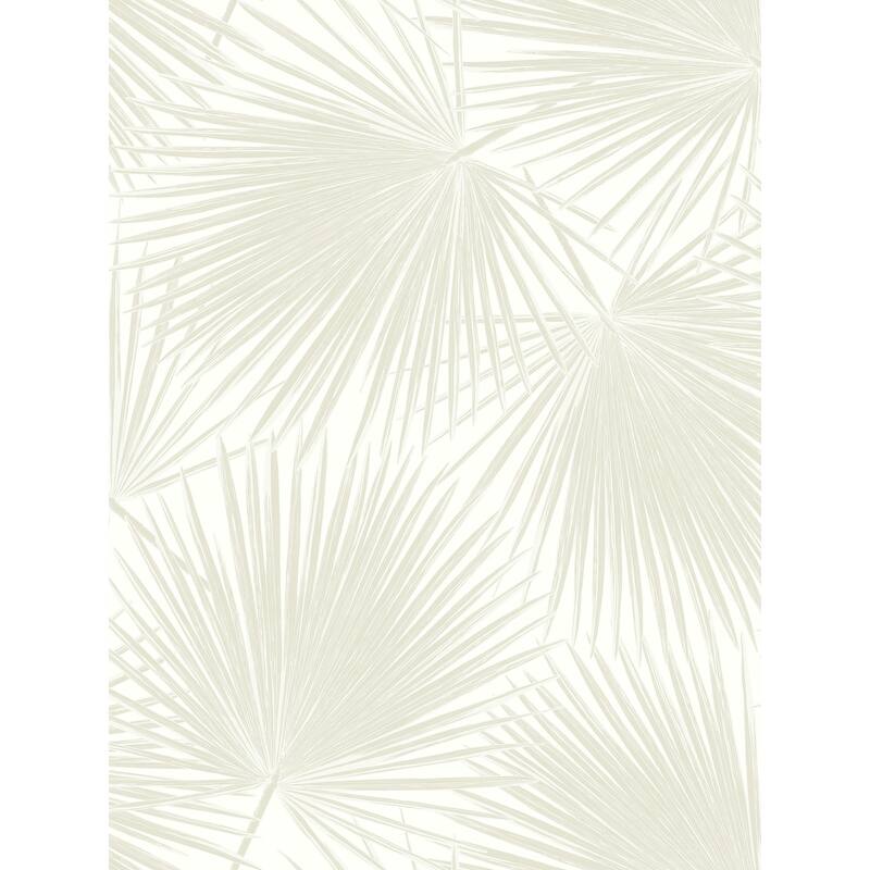 Seabrook Designs Aruba Palm Leaf Unpasted Wallpaper - 27 in. W x 27 ft. L - Light Greige and White