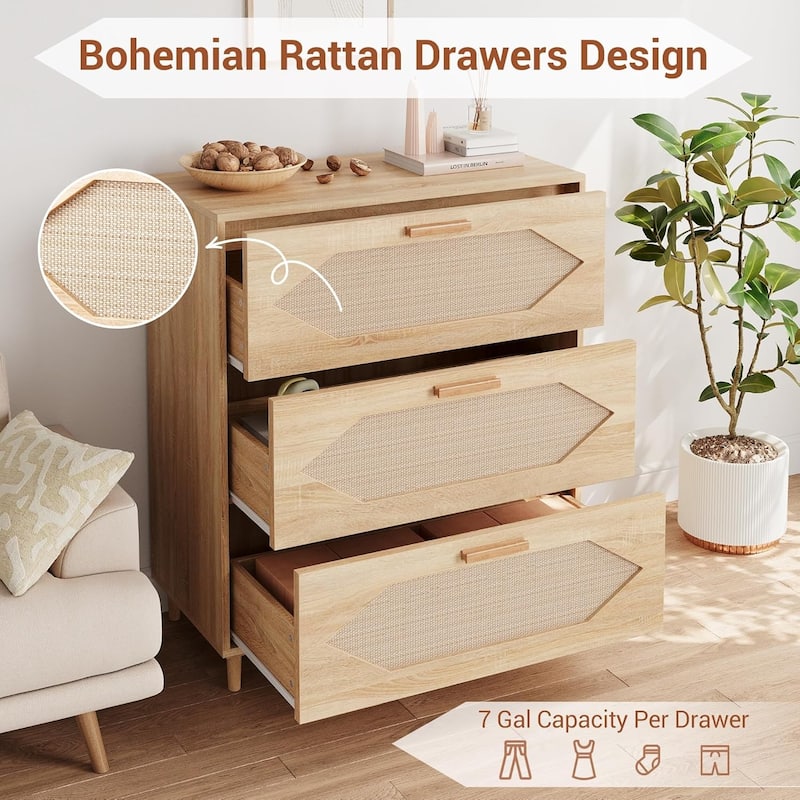 Rustic Oak 3 Drawer Dresser for Bedroom