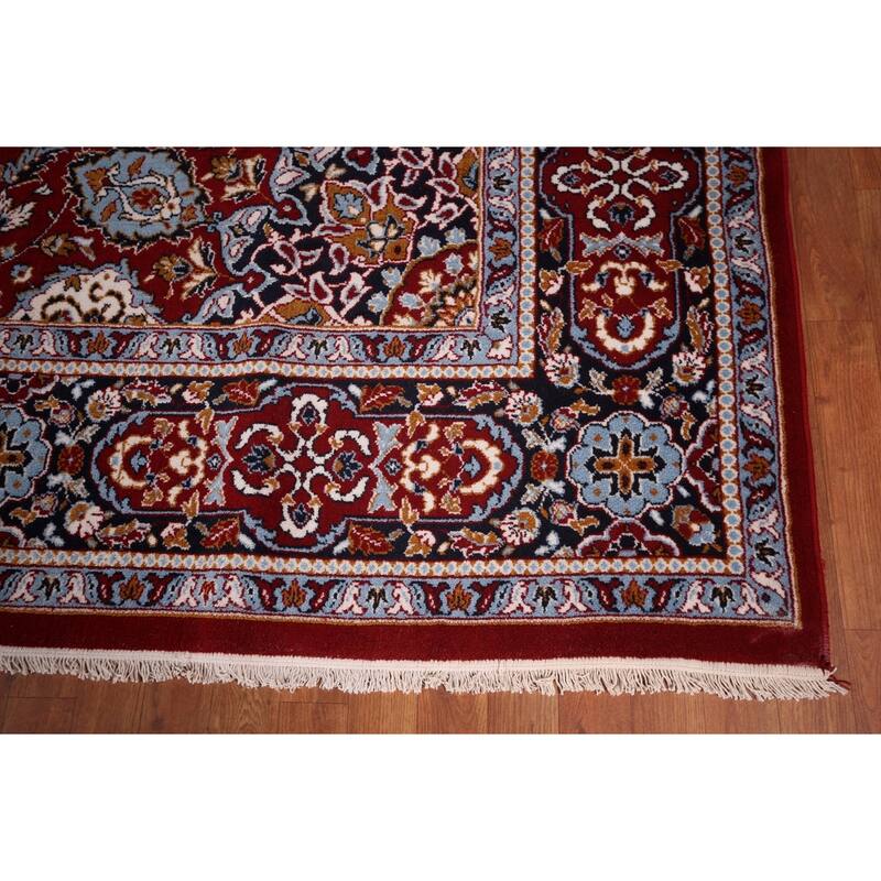 Red Traditional Kashan Turkish Area Rug Machine Made Oriental Carpet - 9'9" x 12'10"