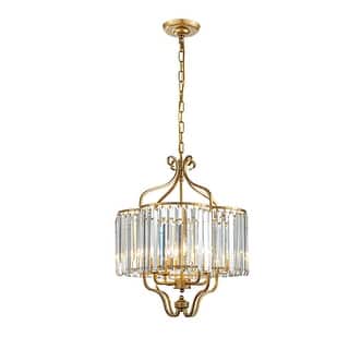 4-Light 18'' Contemporary Glam Crystal Chandelier Matte Gold Elegant French Style Dining Room & Living Room Hanging Light