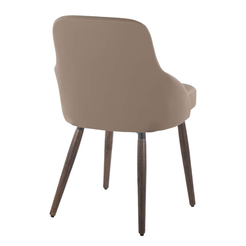 York Upholstered Contemporary Chair in Dark Walnut Wood - Set of 2