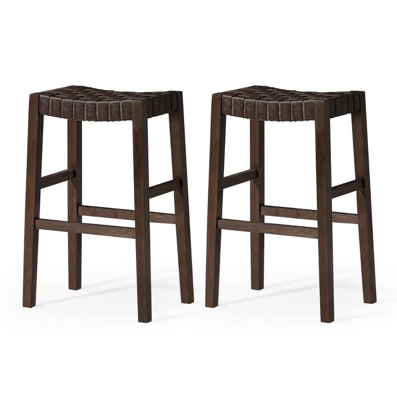 Maven Lane 31" Emerson Bar Height Kitchen Stool - Set of 2 - Weathered Brown