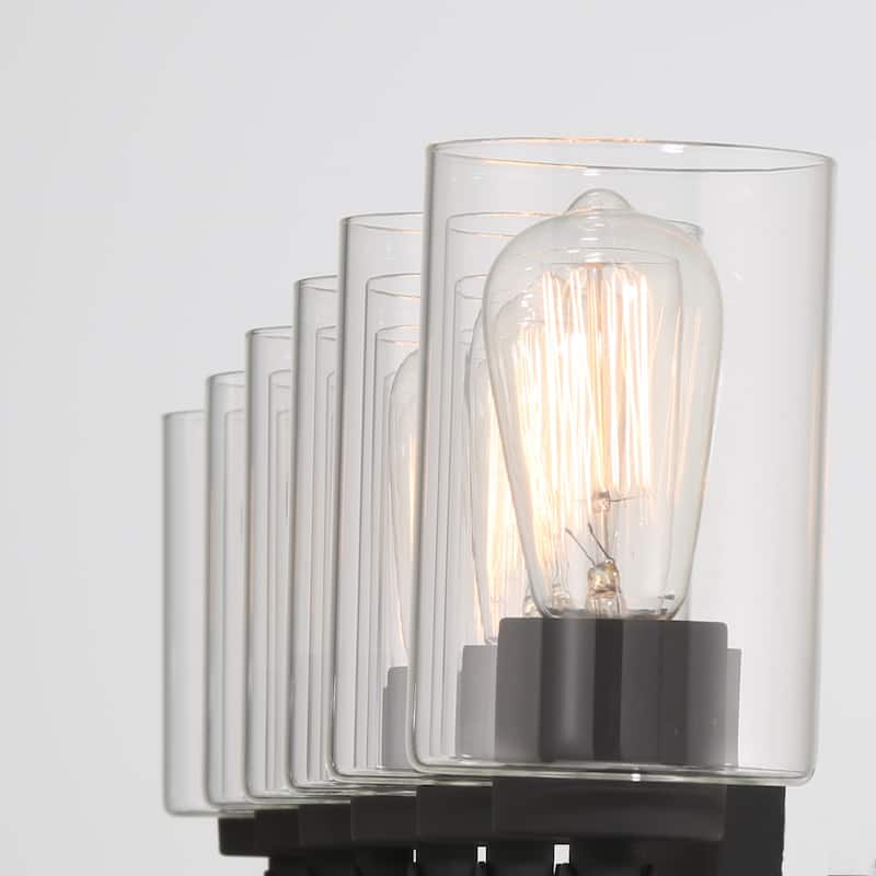 Roundhil 6-lights Farmhouse Faux Wood Grain Bathroom Vanity Light with UL Certified - 49'' W x 8'' H x 5'' D