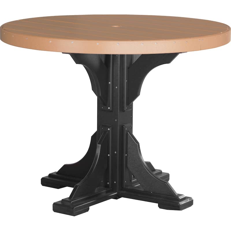 Poly Lumber Round Dining Table Set with Regular Chairs - Counter Height - Cedar & Black