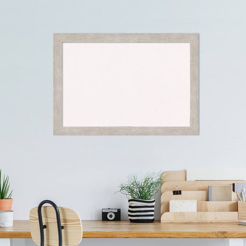 Marred Wood Framed White Corkboard Bulletin Board