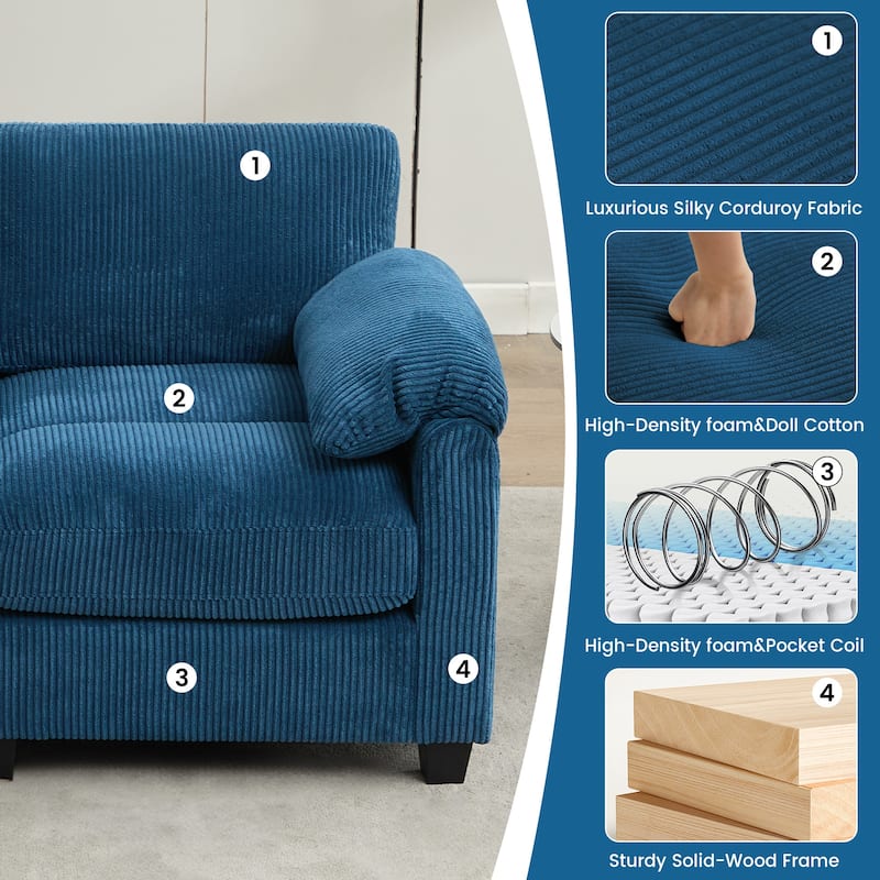 Corduroy Loveseats, Soft, Comfortable & Pet-Friendly