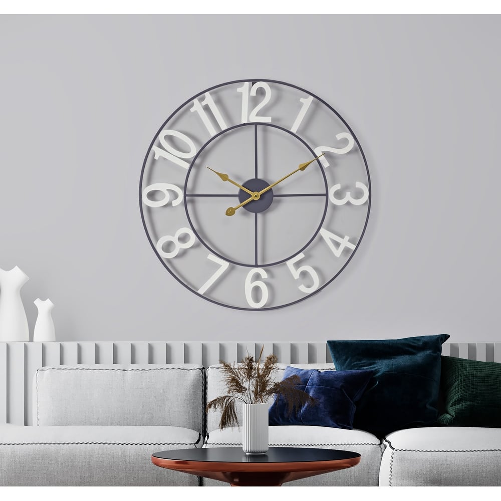 Sorbus Large 24 inch Decorative Round Analog Wall Clock Battery Operated With Numeral Style Design - 24"