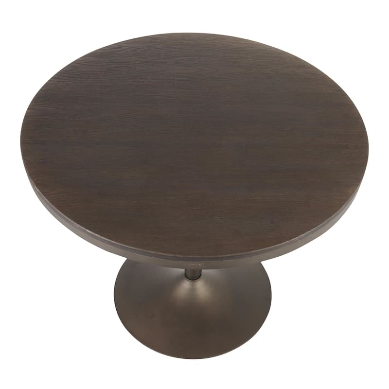 36" Espresso Grain Bamboo Round Top Metal Leg Dining Table