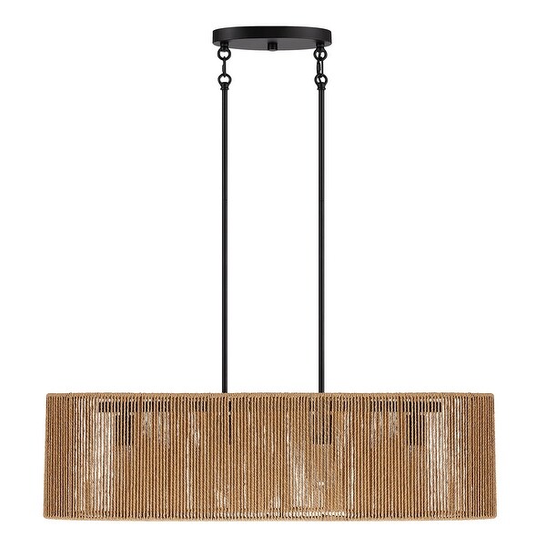 Lavery 4-Light Rattan Kitchen Island Chandelier with Black