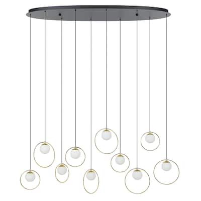 EGLO Portocolom Linear Pendant - Shiny Brass Rings