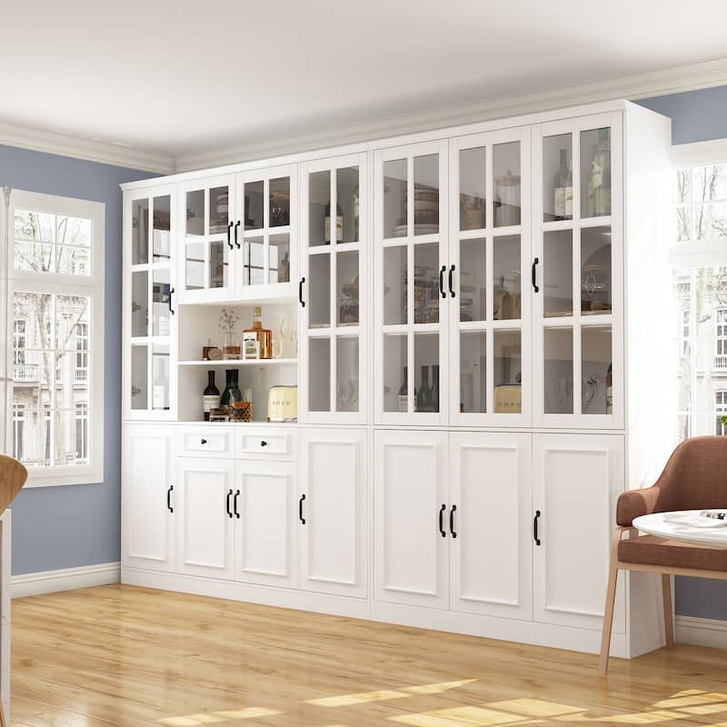 China Cabinet with Tempered Glass Doors Glass Door Storage Cabinet