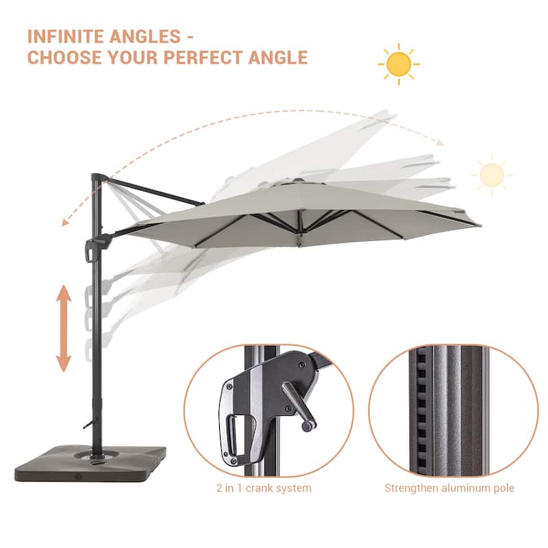 LIVOOSUN 11ft Patio Offset Umbrella Cantilever Umbrella with Base